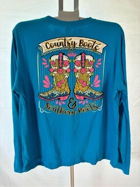 Country Boots & Southern Roots Long Sleeve Tee - XL by Southern Ya’ll